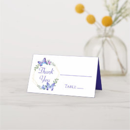 Butterfly Blue Floral Butterflies Hochzeitsparty Platzkarte