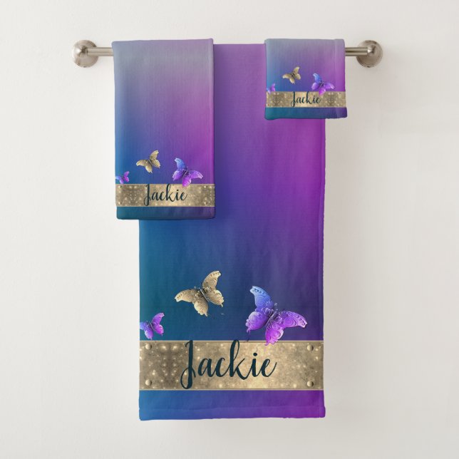 Butterfly Blue Handtuch Badhandtuch Set (Insitu)