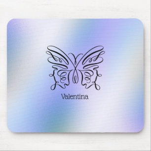 Butterfly Blue Lila Holographic Background Mousepad