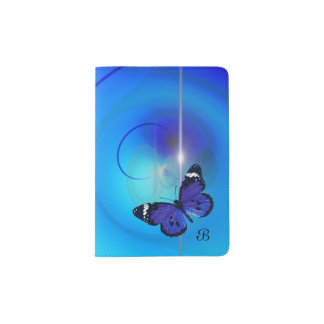 Butterfly Blue Monogram Passhülle
