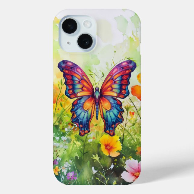 Butterfly Blue Orange Wings Case-Mate iPhone Hülle (Rückseite)