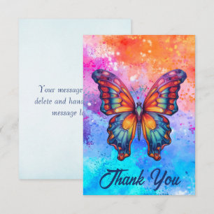 Butterfly Blue Orange Wings Dankeskarte