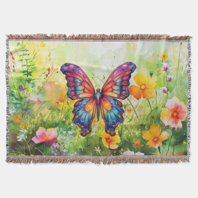 Butterfly Blue Orange Wings Decke (Vorderseite)