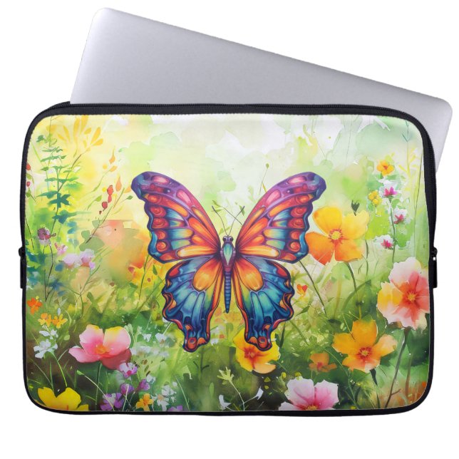 Butterfly Blue Orange Wings Laptopschutzhülle (Vorderseite)
