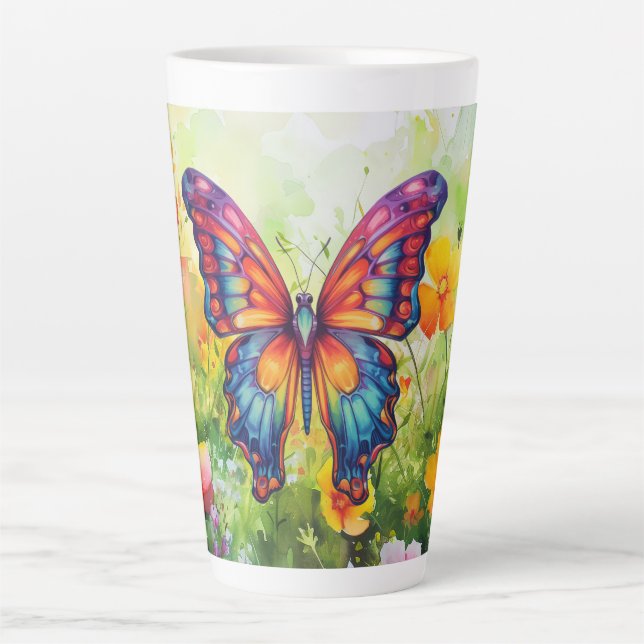Butterfly Blue Orange Wings Milchtasse (Vorderseite)