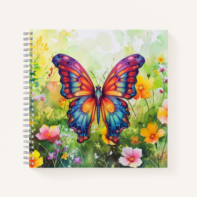 Butterfly Blue Orange Wings Notizbuch (Vorderseite)
