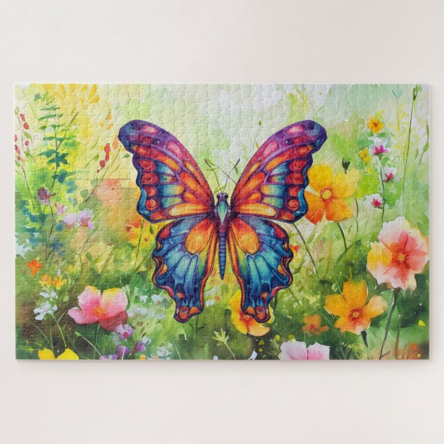 Butterfly Blue Orange Wings Puzzle (Horizontal)