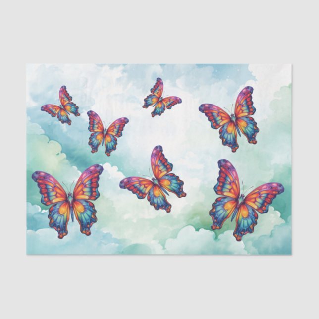 Butterfly Blue Orange Wings Seidenpapier (Vorderseite)