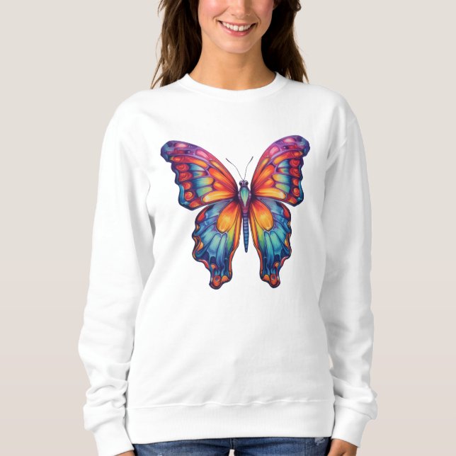 Butterfly Blue Orange Wings Sweatshirt (Vorderseite)