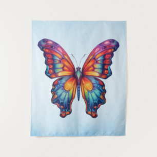 Butterfly Blue Orange Wings Wandteppich