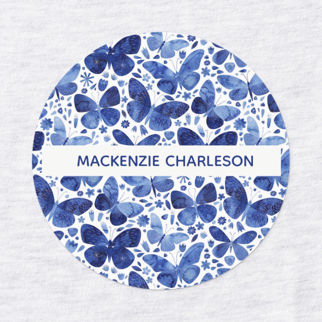 Butterfly Blue Pattername Etiketten (Design 1)