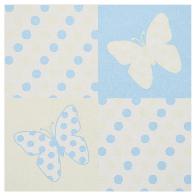 Butterfly Blue Yellow Polka Dots Stoff (Muster)