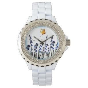 Butterfly Bluebells Floral Armbanduhr