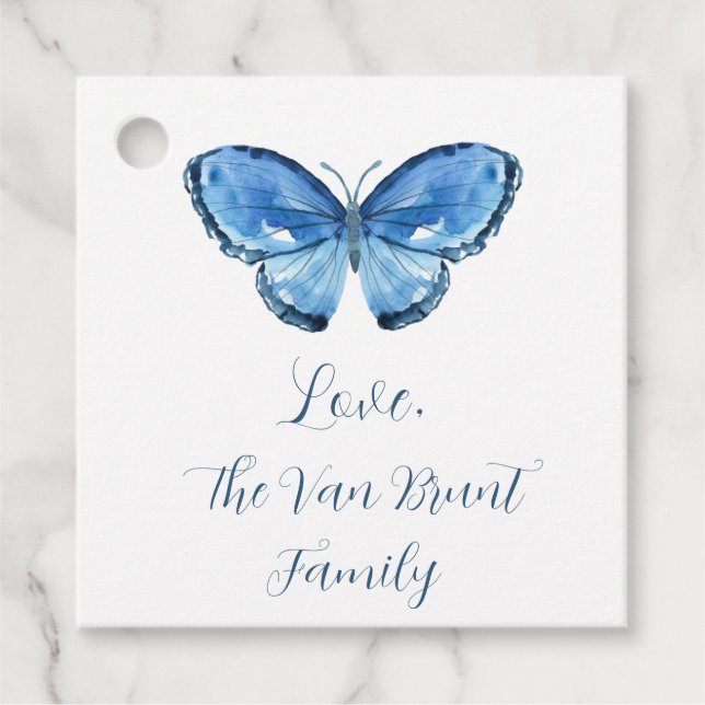 Butterfly Blues Geschenk Tag Geschenkanhänger (Vorderseite)