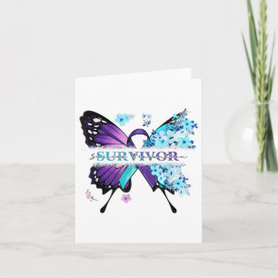Butterfly-Blume Aquamarin & amp; Lila Ribbon-Suizi Karte