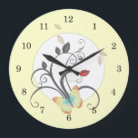 Butterfly Blume Art Deco Wine tasting Große Wanduhr<br><div class="desc">Uhren Schöne Hübsche Niedliche Schmetterlinge Buterfly Blume Art Deco Uhren auch in unserem DianeLeenknegtArt Store Wohngestaltung Wall Clock</div>