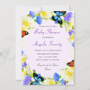 Butterfly-Blume Gerahmte Kinderdusche Einladung