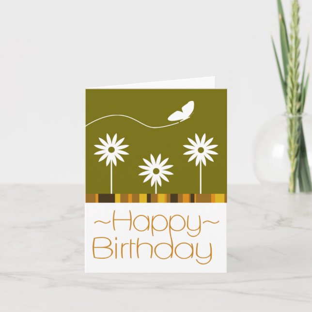 Butterfly-Blume - Happy Birthday Card Karte (Vorderseite)