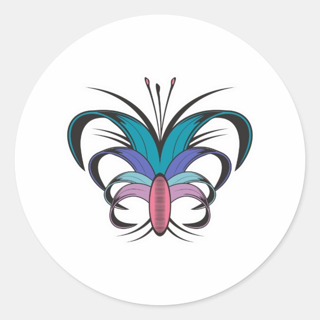 Butterfly Blume Tattoo Design Runder Aufkleber (Vorderseite)