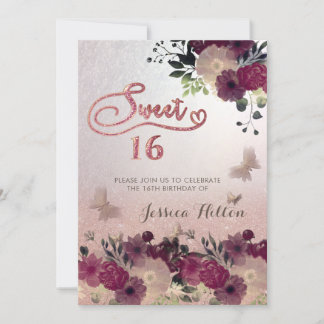 Butterfly Blumengarten 16 . Geburtstag Einladung