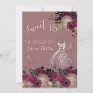 Butterfly Blumengarten 16 . Geburtstag Einladung