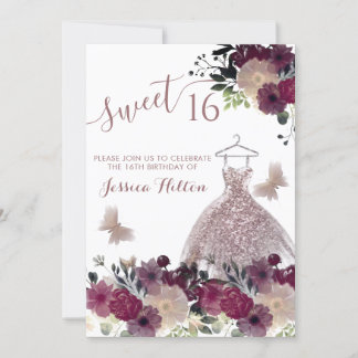 Butterfly Blumengarten 16 . Geburtstag Einladung