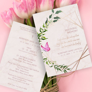 Butterfly Botanische Beerdigung Loved One verstorb Folieneinladung