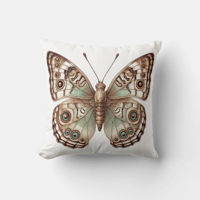 Butterfly Botanische Natur Inspirierte Kunst Kissen (Vorderseite)