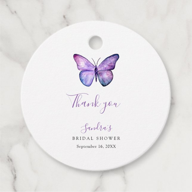 Butterfly Brautparty Elegant Danke, Script Geschenkanhänger (Vorderseite)