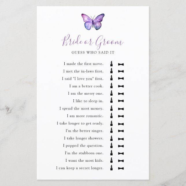 Butterfly Brautparty Ratet, wer es gesagt hat (Vorderseite)