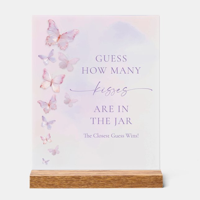 Butterfly Brautparty Ratet wie viele Kisses Acrylschild (Von Creator hochgeladen)