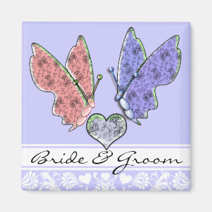 Butterfly Bridge & Groom Wedding Magnet