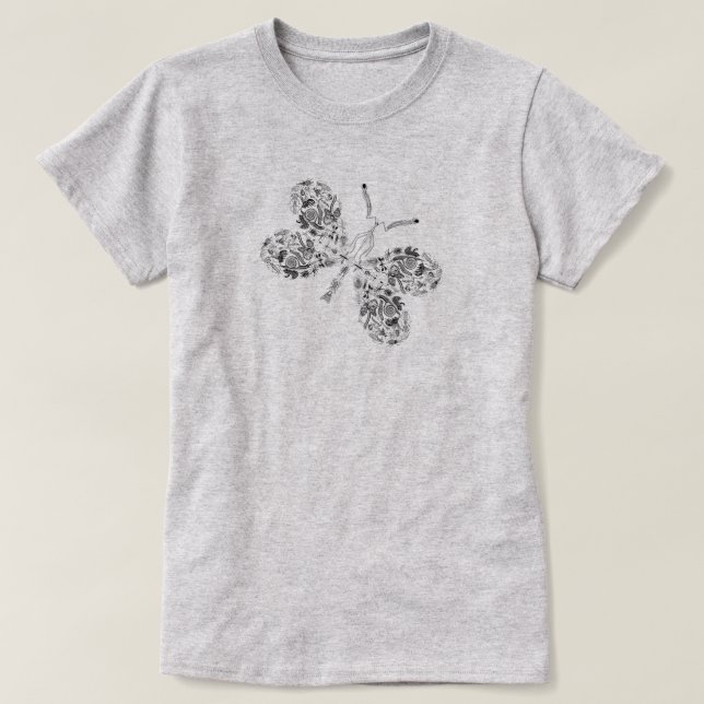 Butterfly Bug Insekt zeichnend Shirt (Design vorne)