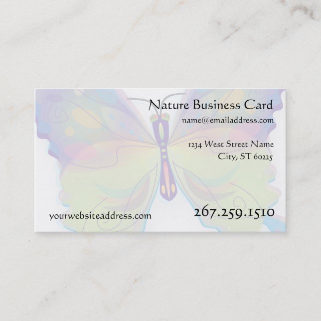 Butterfly Business Card - Interaktive Vorlage Visitenkarte (Vorderseite)
