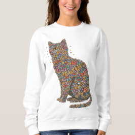 Butterfly Cat Lover Silhouette Art | Graphic Print Sweatshirt