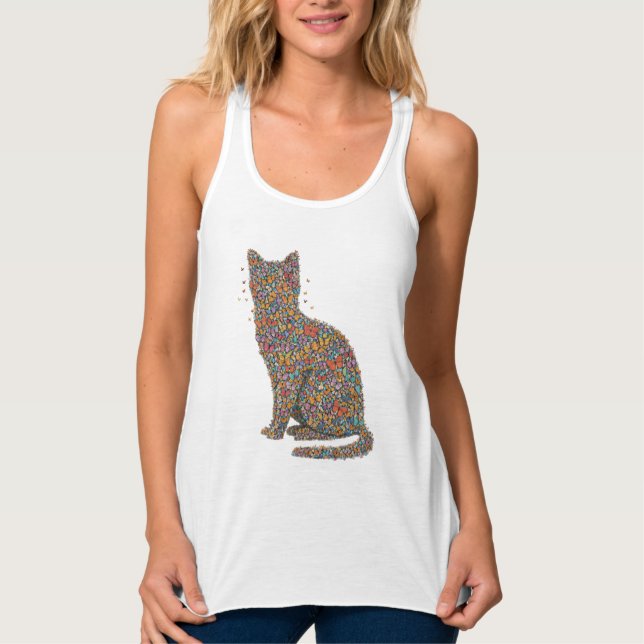 Butterfly Cat Lover Silhouette Art | Graphic Print Tank Top (Vorderseite)