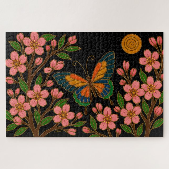 Butterfly Cherry Blossom Moon Puzzle (Horizontal)