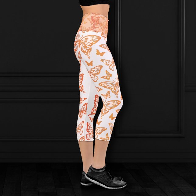 Butterfly Chic | Coral Orange Dark Peach Ombre Capri Leggings (Von Creator hochgeladen)