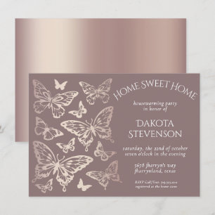 Butterfly Chic Housewarming   Kupfer-Rose Gold Einladung