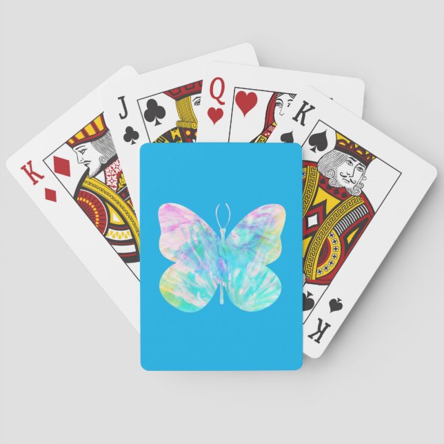 Butterfly Chiffon Blue Art Playing Cards Spielkarten (Rückseite)