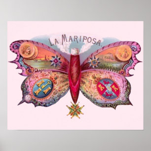 Butterfly Cigar Antikes Gemälde Poster