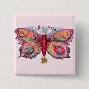 Butterfly Cigar Antique Malerei Werbung Button