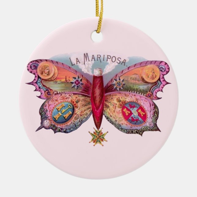 Butterfly Cigar Antique Malerei Werbung Keramik Ornament (Vorne)