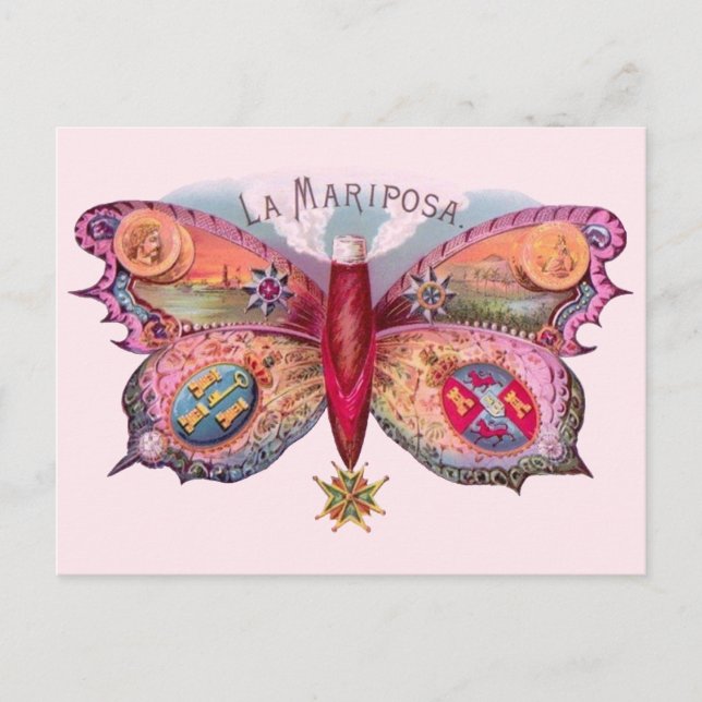 Butterfly Cigar Antique Malerei Werbung Postkarte (Vorderseite)