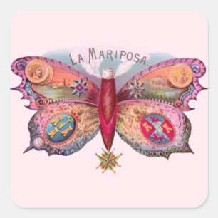 Butterfly Cigar Antique Malerei Werbung Quadratischer Aufkleber