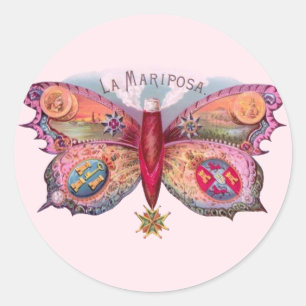 Butterfly Cigar Antique Malerei Werbung Runder Aufkleber