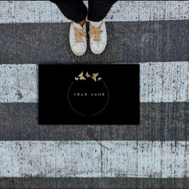 Butterfly Circles Golden Foil Black Vip Minimal Visitenkarte