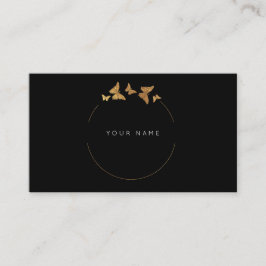 Butterfly Circles Golden Foil Black Vip Visitenkarte
