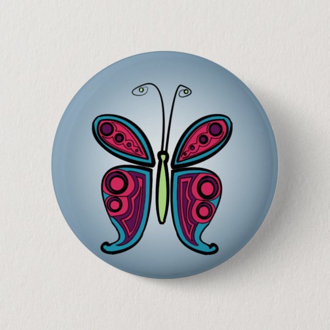 Butterfly Classic Round Sticker Button (Vorderseite)