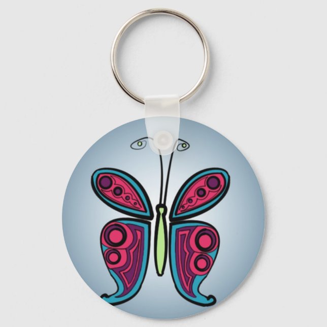 Butterfly Classic Round Sticker Schlüsselanhänger (Vorderseite)